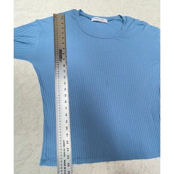 Sonnet James A Play Dress Long Sleeve Tunic Shirt Top Sz Large Ribbed Knit Blue - Picture 3 of 9